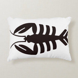 Coussins Décoratifs Art Déco Vintage Fruits de Mer, Homard en Noir