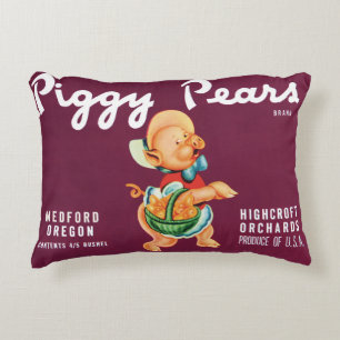 Coussins Décoratifs Art d'étiquette de caisse de fruits vintage avec P