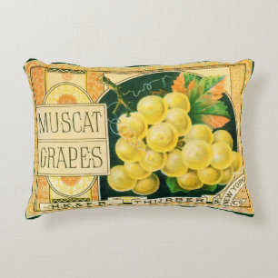 Coussins Décoratifs Art d'étiquette de caisse de fruits vintage, raisi