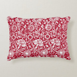 Coussins Décoratifs Art Nouveau Carnation Damask, rouge et blanc