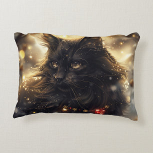 Coussins Décoratifs Art numérique de chat de la Forêt norvégienne noir