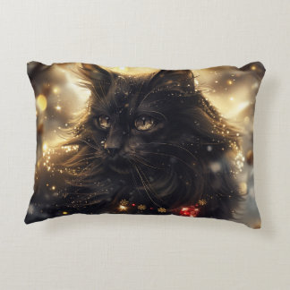 Coussins Décoratifs Art numérique de chat de la Forêt norvégienne noir