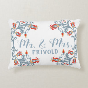 Coussins Décoratifs Art populaire scandinave Monsieur et Madame Blue P