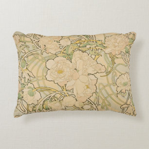 Coussins Décoratifs Art vintage Nouveau, pivoines par Alphonse Mucha
