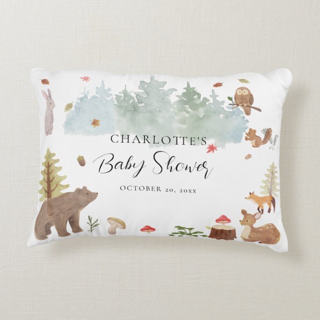 Coussins Décoratifs Automne Animaux boisés rustiques Baby shower d'aut (Dos)