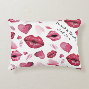 Coussins Décoratifs Baisers Mignons Et Coeurs Monogramme Aquarelle