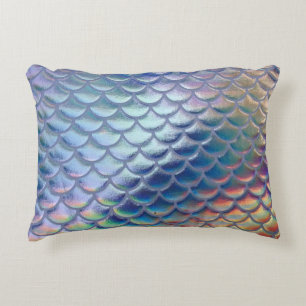 Coussins Décoratifs Balances de poissons de sirène bleu vert Holograph