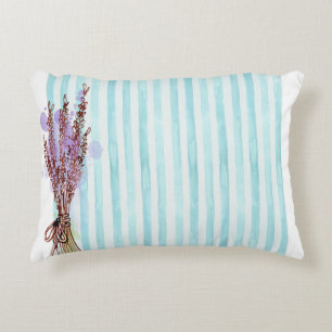 Coussins Décoratifs Bande bleu lavande plante florale