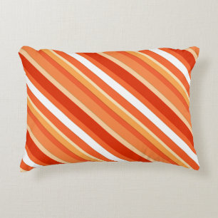 Coussins Décoratifs Bandes de bonbons en couches - orange et blanc