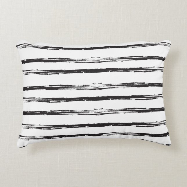 Coussins Décoratifs Bandes de brosse noire géométrique Abstraites ART (Devant)
