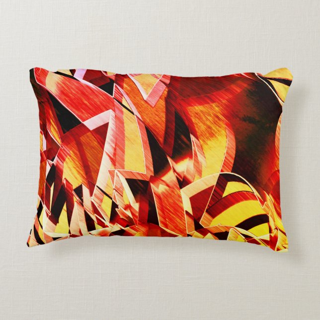 Coussins Décoratifs Bandes jaunâtres avec rouge foncé, stries fortes (Dos)