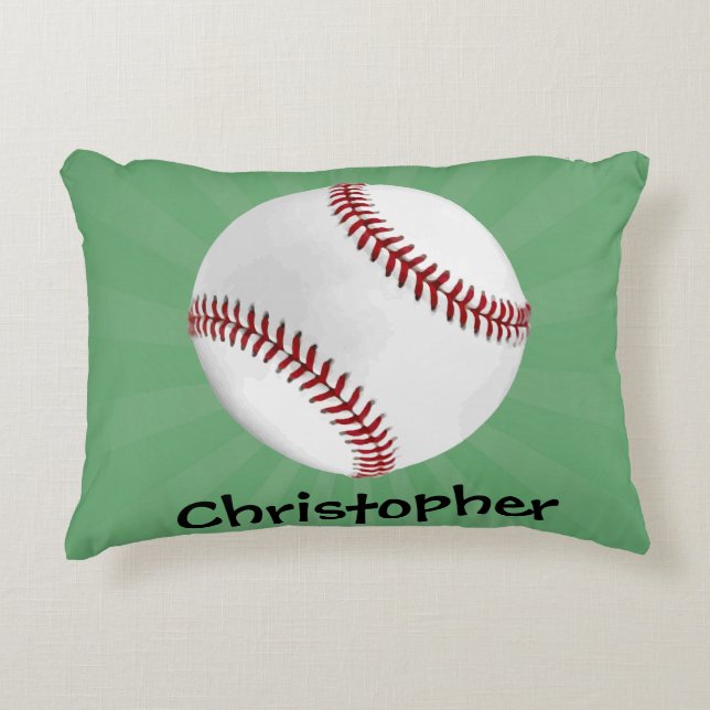 Coussins Décoratifs Baseball personnalisé sur Garçons verts (Devant)