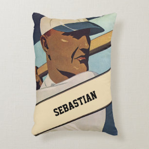 Coussins Décoratifs Baseball vintage sportif, Batteur, Art stylisé