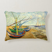Bateaux de pêche de Van Gogh sur la plage à Sainte
