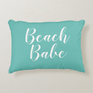 Coussins Décoratifs Beach Babe Beach Life Turquoise Script