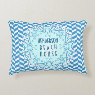Coussins Décoratifs Beach House Art Déco Shell et Herringbone Custom