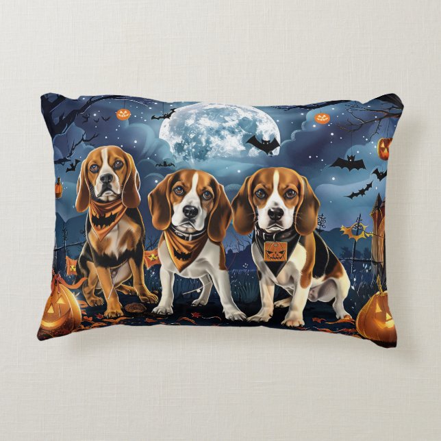 Coussins Décoratifs Beagle Halloween Éffrayant (Dos)