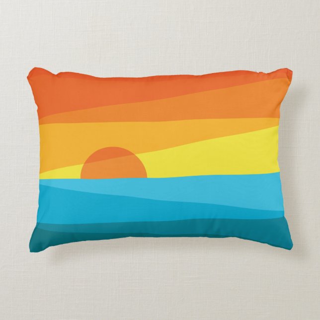Coussins Décoratifs Beau coucher de soleil et vagues de mer (Devant)