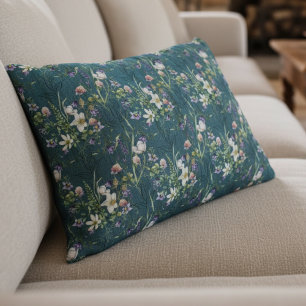Coussins Décoratifs Beau Élégant Fleur sauvage Rustique Sur Bois Turqu