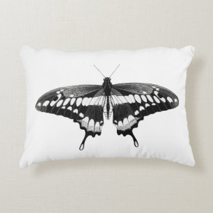Coussins Décoratifs Beau Papillon noir et blanc
