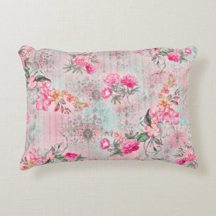 Coussins Décoratifs Beau rose sur papier vintage texture illustrat