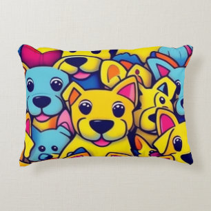 Coussins Décoratifs Beaucoup de chiens jaunes heureux chiens