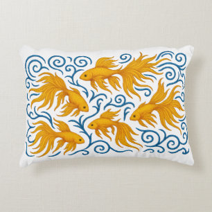 Coussins Décoratifs Beaux poissons dorés brodés