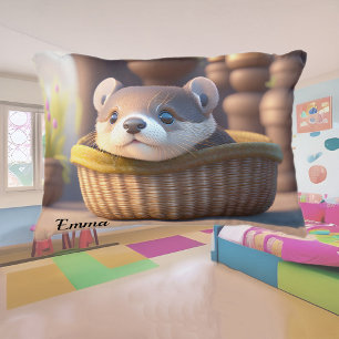 Coussins Décoratifs Bébé loutre mignonne dans un panier - personnalisa