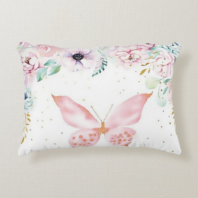 Coussins Décoratifs Bébé pastel floral et papillon (Devant)