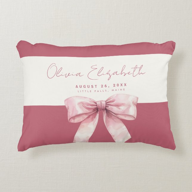 Coussins Décoratifs Bébé rose Bow fille (Devant)