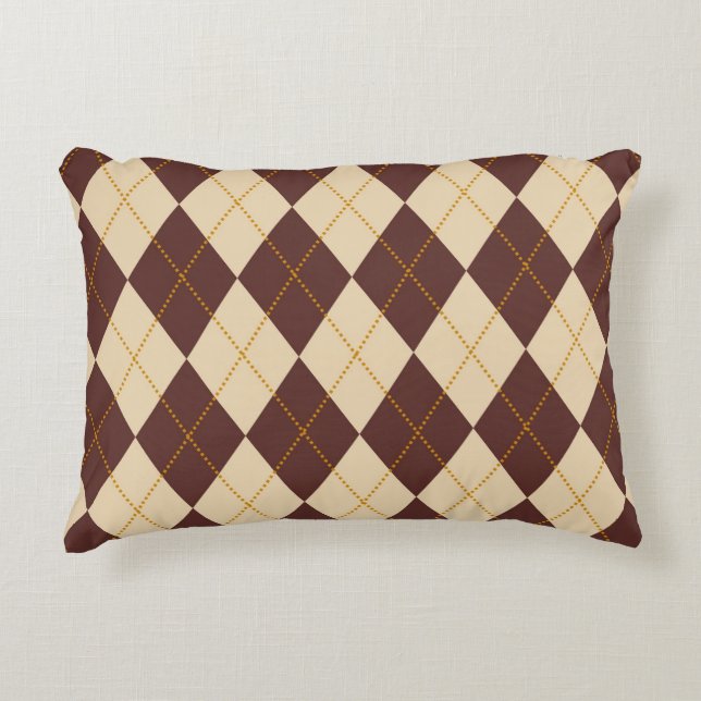 Coussins Décoratifs Beige Brown Automne Jacquard d'automne Diamant Mot (Devant)