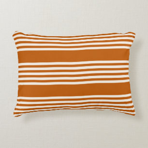 Coussins Décoratifs Beige et orange brûlé cinq rayures motif