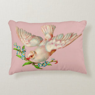 Coussins Décoratifs belle colombe blanche avec sprig dans la bouche