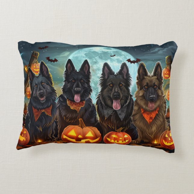 Coussins Décoratifs Berger belge Halloween Éffrayant (Dos)