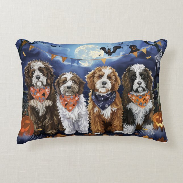Coussins Décoratifs Bernedoodle Halloween Éffrayant (Devant)