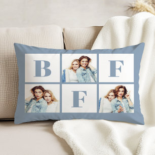 Coussins Décoratifs BFF 3 Photo Collage Meilleures Amies Bleu