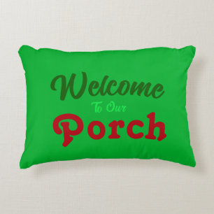 Coussins Décoratifs Bienvenue Dans Notre Porche / Toujours / Vert Noël