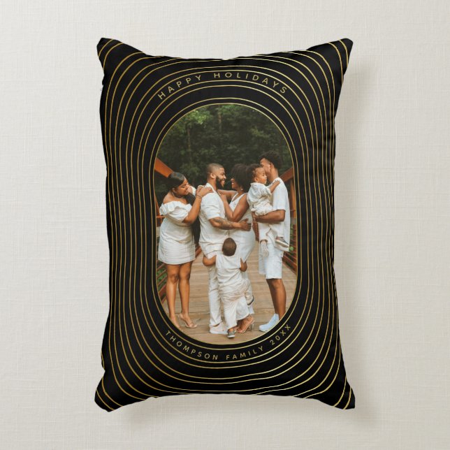 Coussins Décoratifs Black Gold Custom Photo Famille (Devant(Vertical))