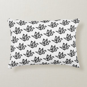 Coussins Décoratifs Blanc et noir - Origami Papier Grue Linocut