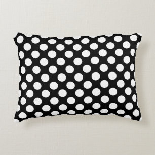 Coussins Décoratifs Blanc sur Noir Grand Taille Pois