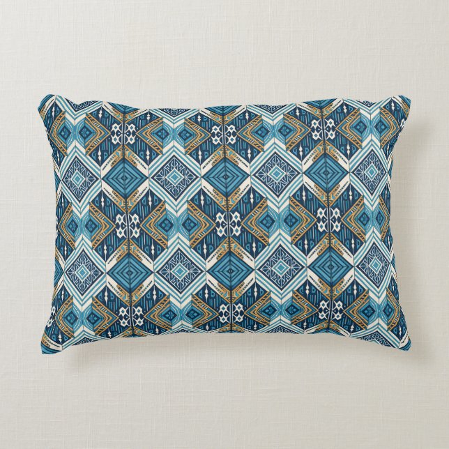 Coussins Décoratifs Blaue symetrisches Boho Muster 18583 b xl (Devant)