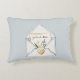 Coussins Décoratifs Bleu Clair Crème Enveloppe Cœur Floral Français