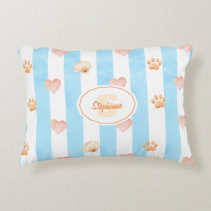 Coussins Décoratifs Bleu et blanc - Coeurs, Empreinte de patte, Coque