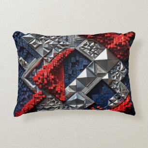 Coussins Décoratifs Bleu foncé Rouge vif Argent Micro Mosaïque 3D