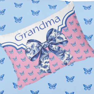 Coussins Décoratifs Bleu vintage Papillon blanc Bow Lumb personnalisé