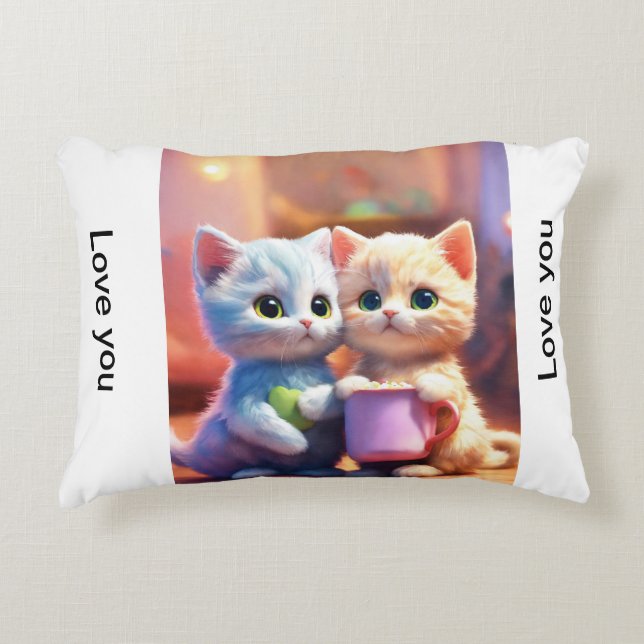 Coussins Décoratifs "Bliss Whiskered : Adorable bébé chat couple Couss (Devant)