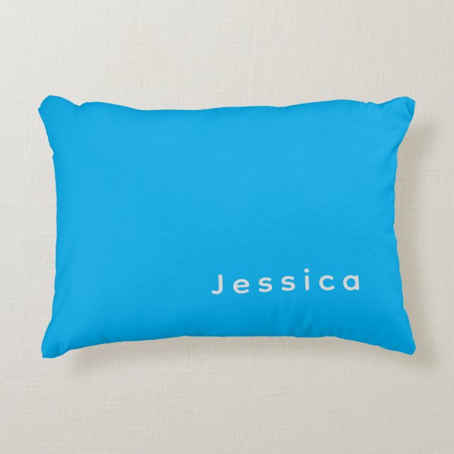 Coussins Décoratifs Blue Modern Elegant Plain Simple Professional Name (Devant)