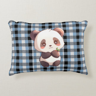 Coussins Décoratifs Blue Plaid Panda Accent Pillow