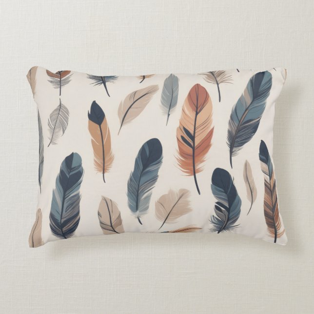 Coussins Décoratifs Boho Feather Pattern Throw Pillow  (Devant)
