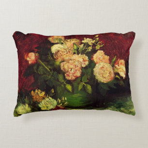 Coussins Décoratifs Bol avec pivoines et roses par Vincent van Gogh